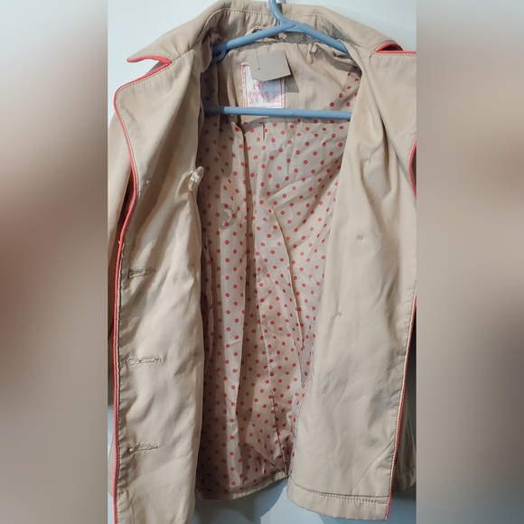 Kids Beige Trench Coat with Red Trim - Picture 8 of 9